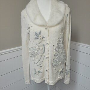 Elegant Ivory Christmas Sweater -Size S